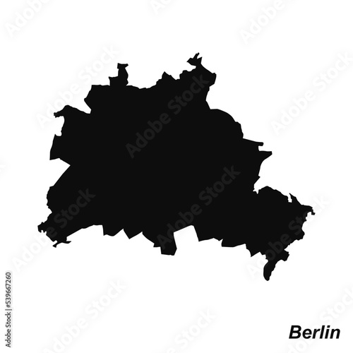 Vector high quality map of the German federal state of Berlin - Black silhouette map isolated on white
