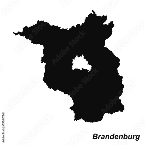 Vector high quality map of the German federal state of Brandenburg - Black silhouette map isolated on white