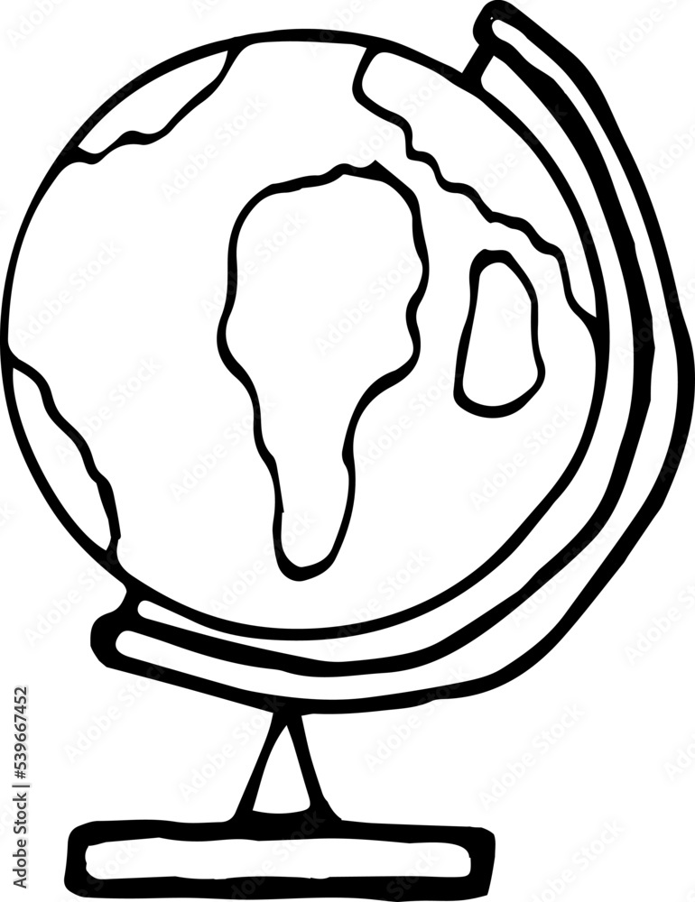 Hand drawn globe illustration. Flat doodle design cartoon style. Hand drawn globe illustration. Flat doodle design cartoon style.