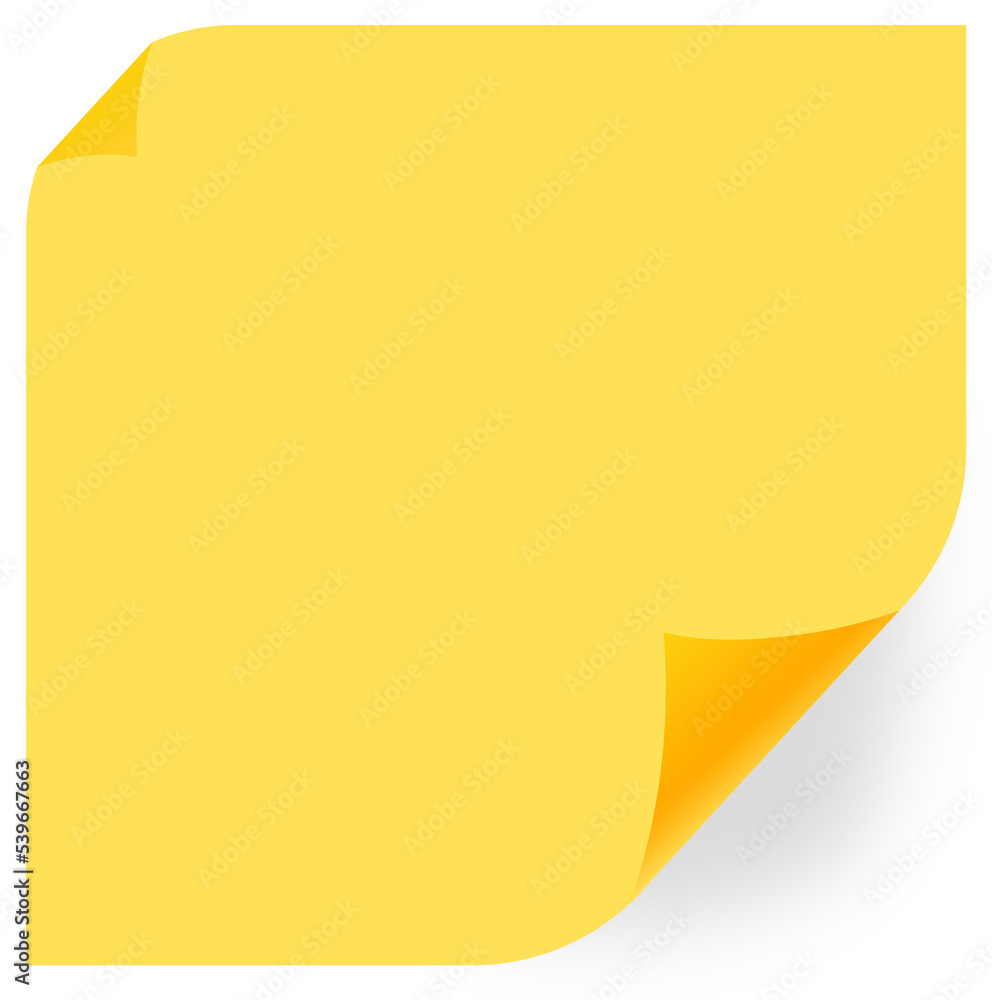 Sticky note paper in yellow colors. Reminder square illustration. Sticky note paper in yellow colors. Reminder square illustration.
