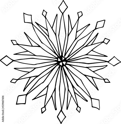 Simple christmas snowflake  hand drawn illustration.