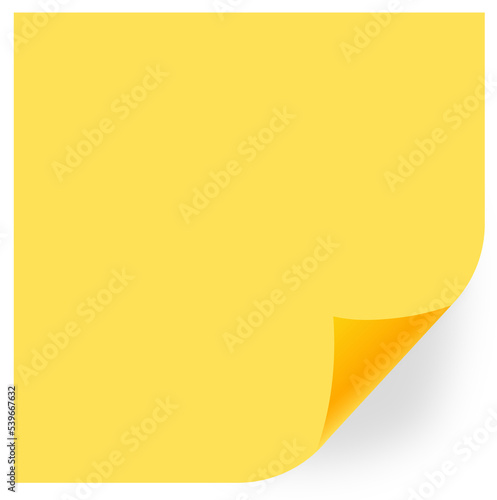 Sticky note paper in yellow colors. Reminder square illustration.