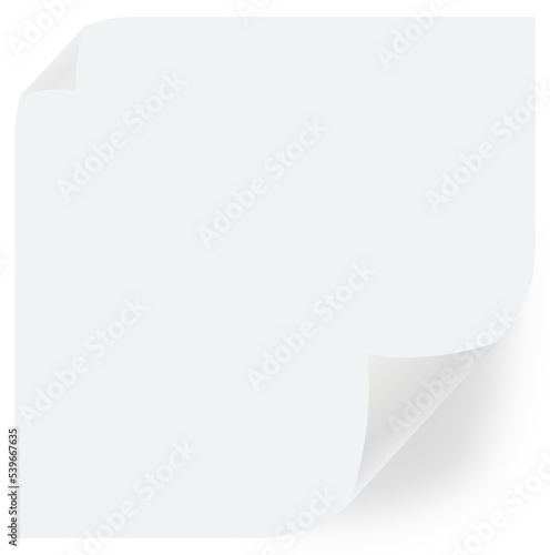 Sticky note paper in white colors. Reminder square illustration.
