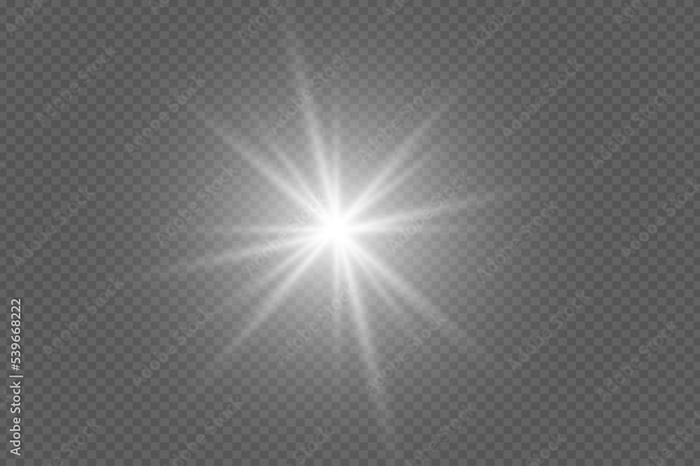 Fototapeta premium Sunlight, special lens flare, light effect. Sun flash with rays and spotlight. illustration.