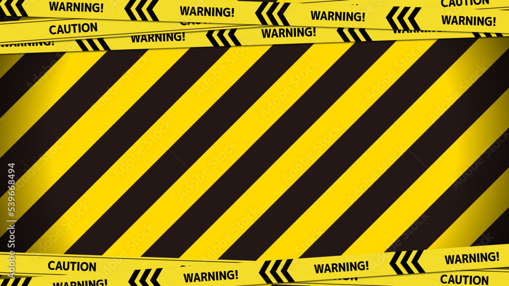 Ligne d'avertissement noire et jaune rayée fond rectangulaire, rayures jaunes et noires sur la diagonale - obrazy, fototapety, plakaty 