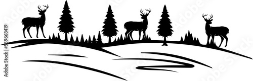 Fotografia, Obraz Deer silhoutee design