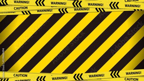 Ligne d'avertissement noire et jaune rayée fond rectangulaire, rayures jaunes et noires sur la diagonale photo