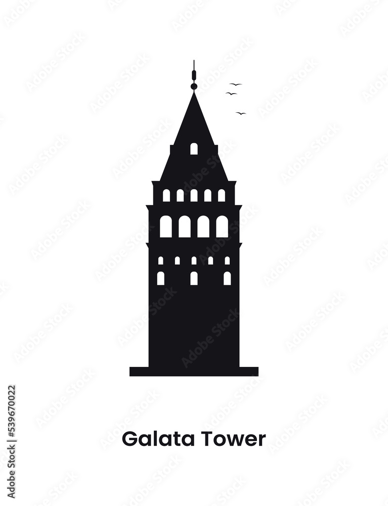 Istanbul Turkey concept. Silhouette of the Galata tower. Vector illustration isolated on a white background. Istanbul Turkey concept. Silhouette of the Galata tower. Vector illustration isolated on a white background.