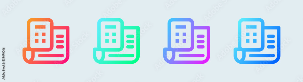 Accounting line icon in gradient colors. Finance signs vector illustration. Accounting line icon in gradient colors. Finance signs vector illustration.