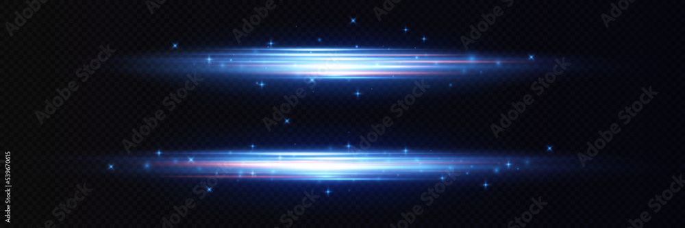 Motion light effect for banners. Blue lines. The effect of speed on a blue background. lines of light, speed and movement. Vector lens flare. Motion light effect for banners. Blue lines. The effect of speed on a blue background. lines of light, speed and movement. Vector lens flare.