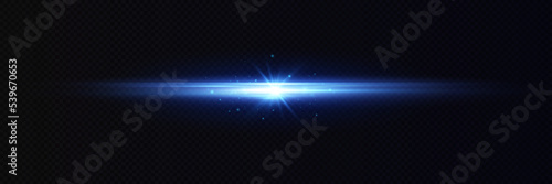 Motion light effect for banners. Blue lines. The effect of speed on a blue background.  lines of light, speed and movement. Vector lens flare.