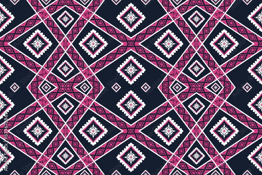 Pink white flower and geometric pattern for fabric Pink white flower and geometric pattern for fabric