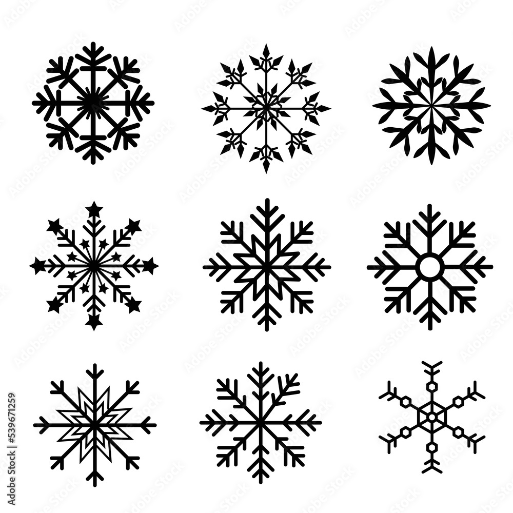 Christmas icons snowflake set. Vector illustrations. christmas holiday.