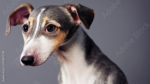 Portrait of cute baby greyhound puppy dog in studio © Robert Kneschke