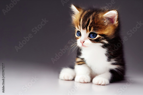 Picture of a cute kitten cat sitting in studio