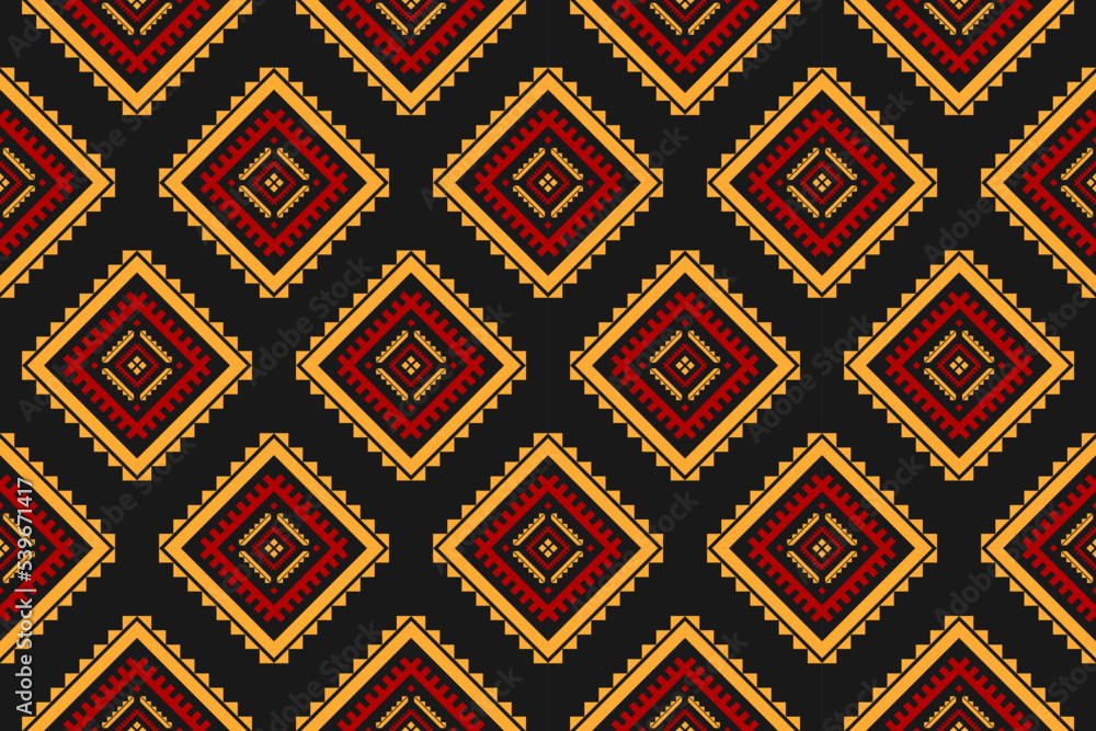 Fabric tribal pattern style. Geometric ethnic seamless pattern traditional. Aztec ethnic ornament print. Design for background, fabric, clothing, carpet, textile, batik, embroidery.