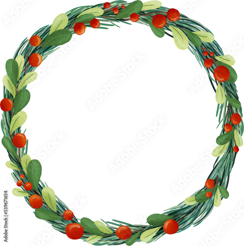 christmas frame wreath watercolor clipart