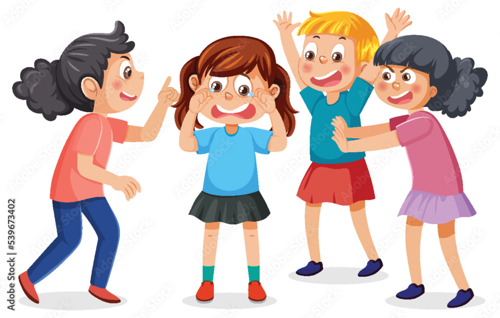 Little girl teased by her friends Little girl teased by her friends