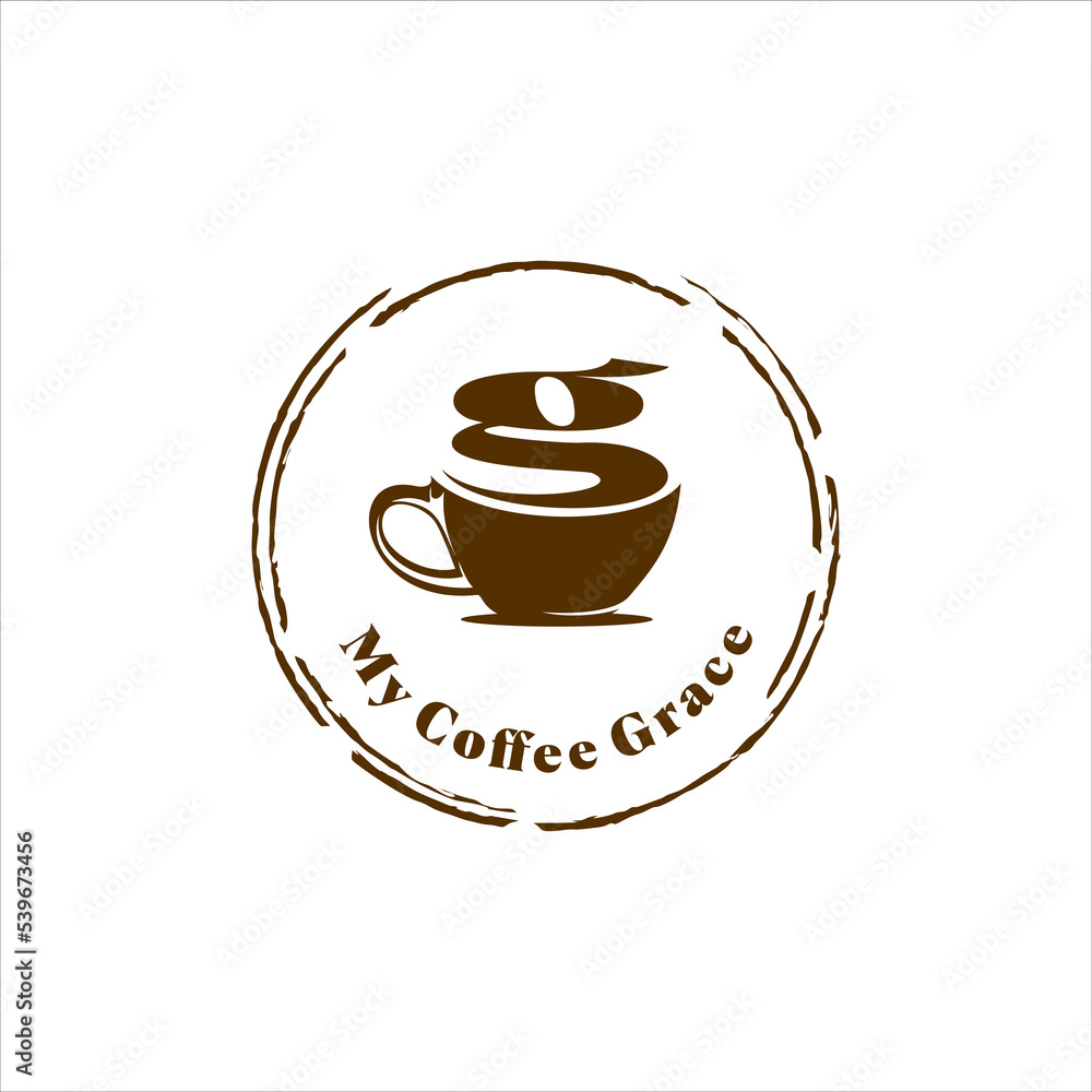 Obraz premium Modern and simple letter G for logo design coffee grace with brown color