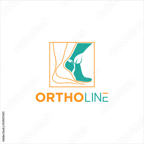 simple modern orthopedic vector frame in green color, medical and healthy logo template, icon design inspiration