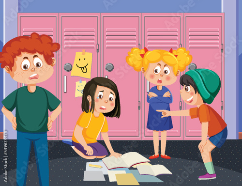 Kids bullying their friend at school