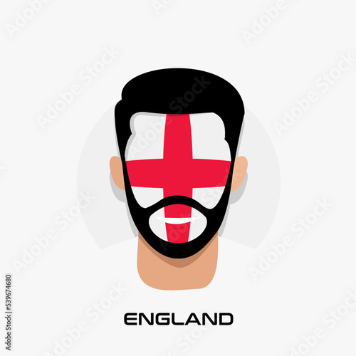 Vector Design illustration of collection of football fans smile faces with england flag on caps.