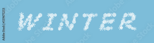 Letter winter with winter elements in flat vector illustration art design