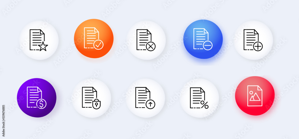File set icon. Upload and download data, favorite material, like, privacy, network settings, file setup, favourite. Data set concept. Neomorphism style. Vector line icon for Business and Advertising File set icon. Upload and download data, favorite material, like, privacy, network settings, file setup, favourite. Data set concept. Neomorphism style. Vector line icon for Business and Advertising