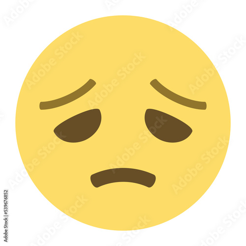 Disappointed Face vector emoji sign. İsolated yellow face with a frown and closed, downcast eyes, as if aching with sorrow or pain. Pensive hurt Face symbol label design.