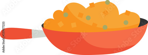 Pan with food flat illustration