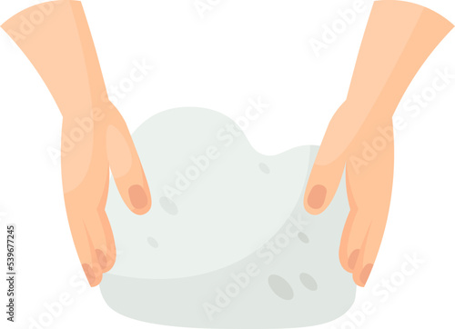 Hands kneading dough flat illustration