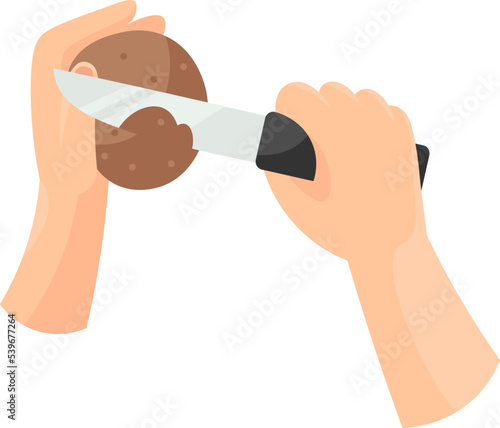 Hand peeling potatoes flat illustration