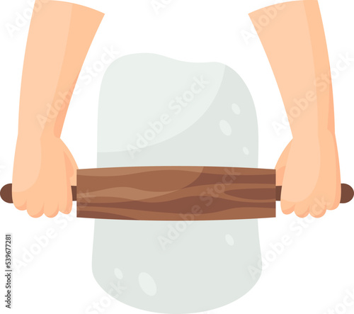 Hands rolling dough flat illustration