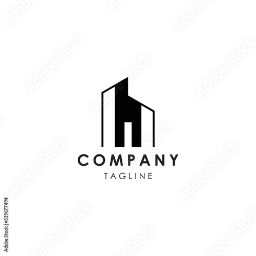 letter H building logo design template elements
