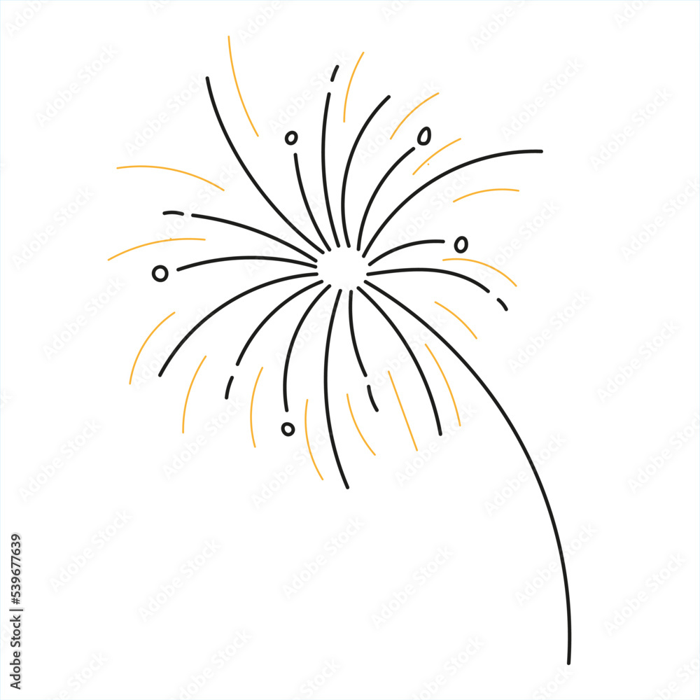 Hand drawn fireworks vector illustration