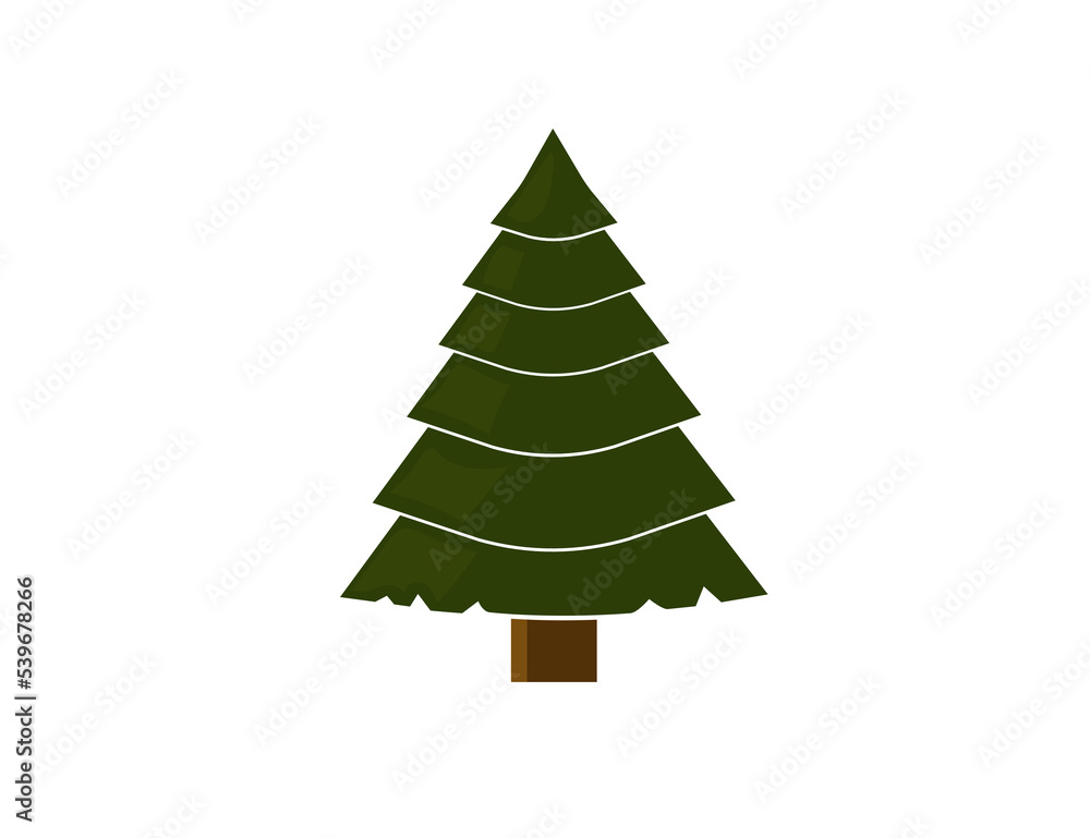 Fototapeta premium Flat green vector icon - fir-tree (pine). Park. Forest