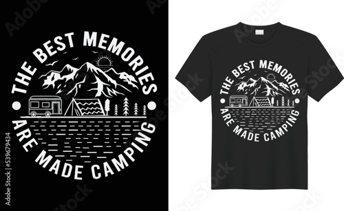 Camping t-shirt design. Hand drawn vintage outdoor black and white t-shirt  camping svg design  Adventure t-shirt design. Outdoor t shirt design