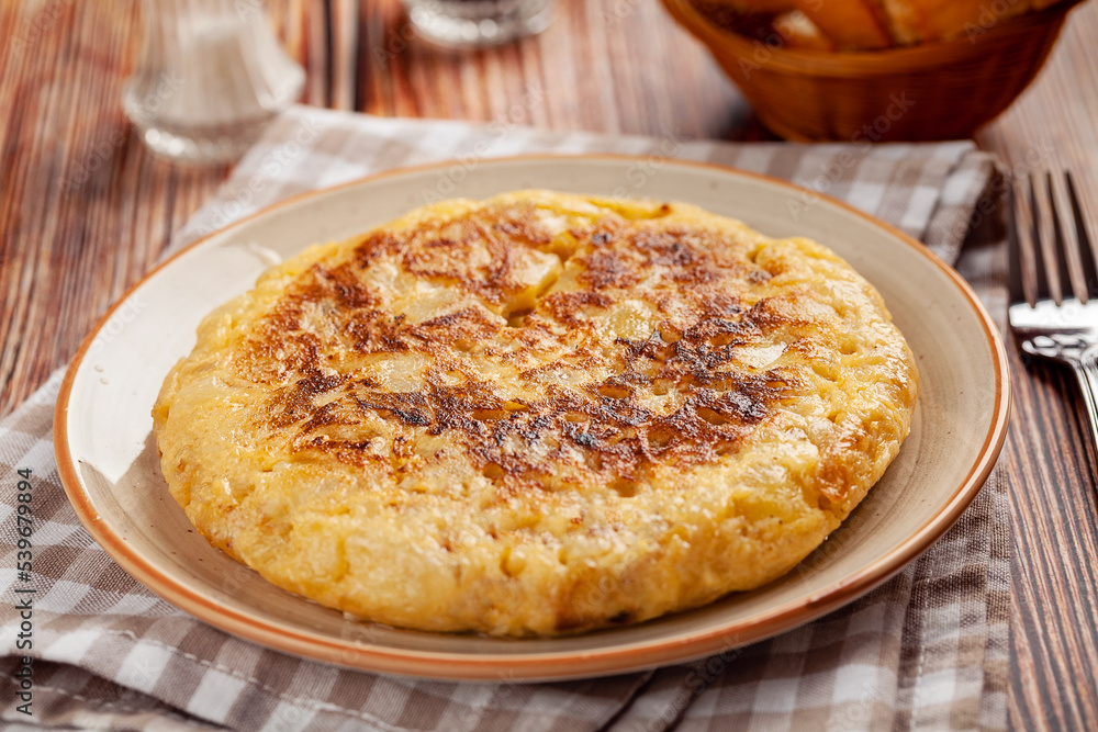 Spanish potato omelette on a plate	