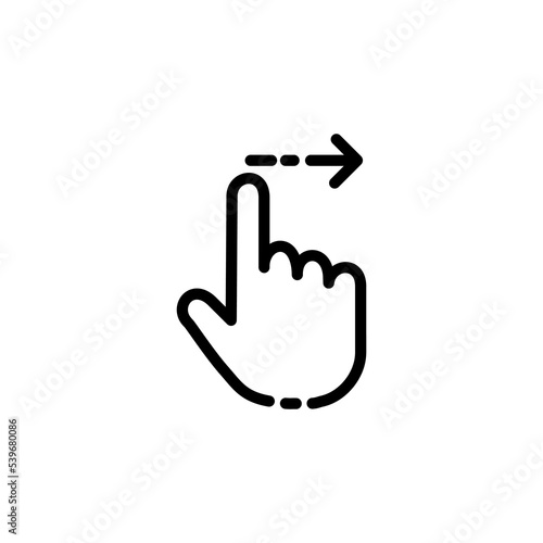 Touch line icon. Hand, waiting, arrows, click, index finger, page flip, scrolling, press, touchpad, sensor. Sliding concept. Vector black line icon on a white background