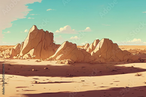 paysage désertique desséché avec une montagne photo
