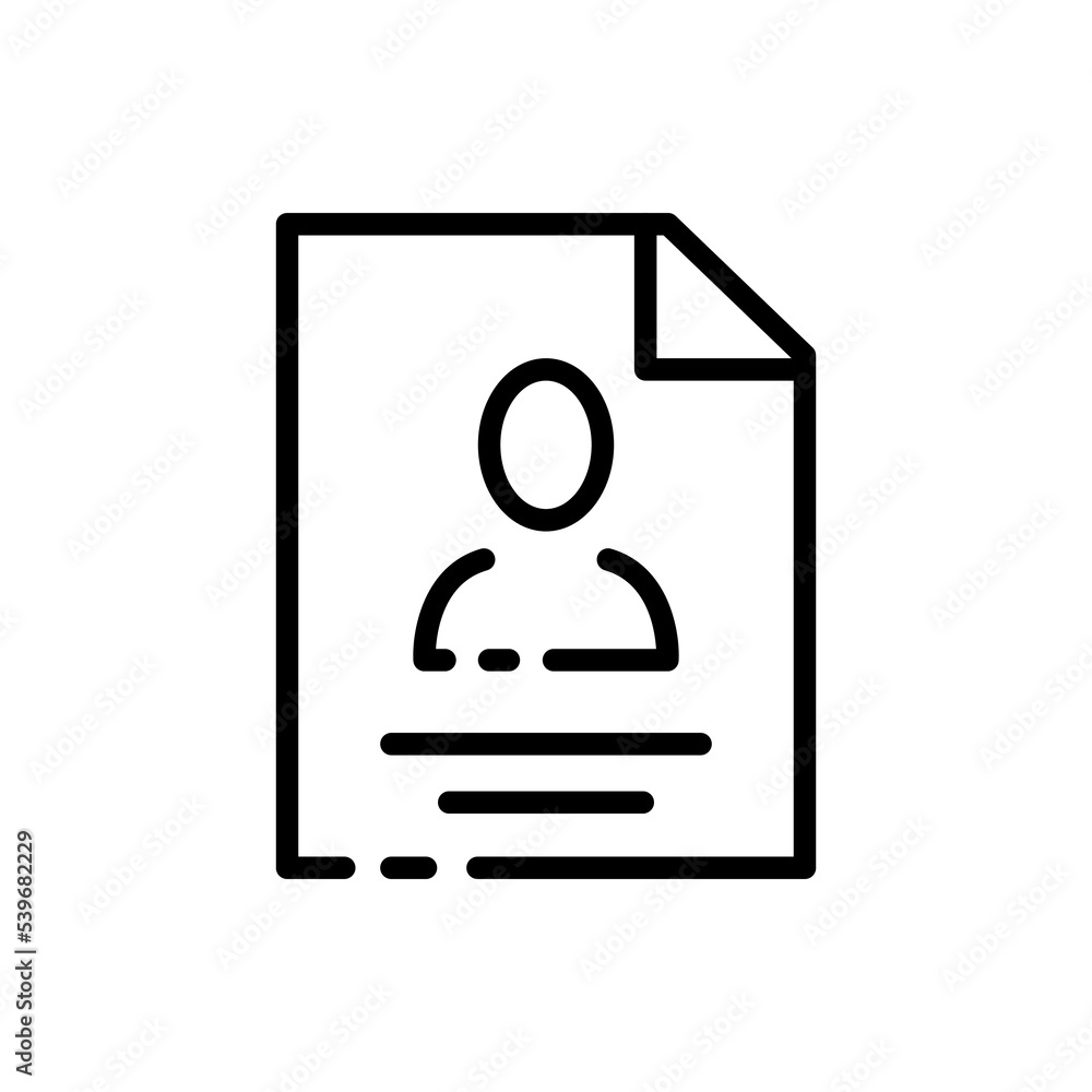 Job vacancy line icon. Recruitment, resume, paper clip, employee, dossier, personal information, pencil, agreement, contract, check mark, star, pencil, id, business.Vector black line icon Job vacancy line icon. Recruitment, resume, paper clip, employee, dossier, personal information, pencil, agreement, contract, check mark, star, pencil, id, business.Vector black line icon