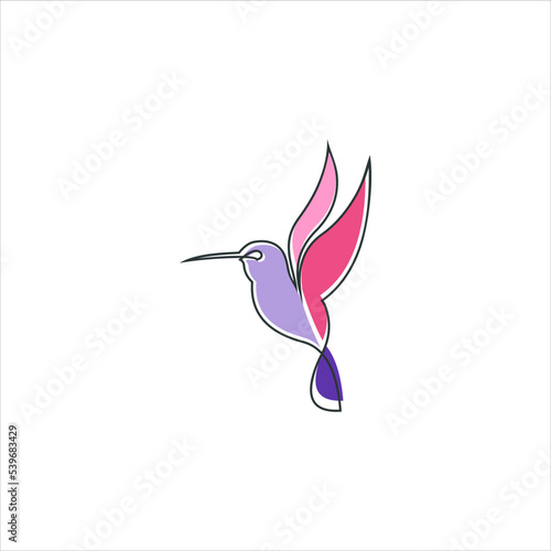 Minimalist elegant colibri logo design with black line art style