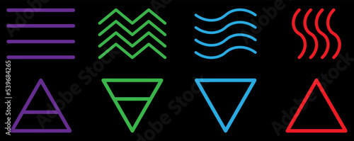 Set of four nature elements. Earth, air, fire and water. Nature concept. Vector illustration