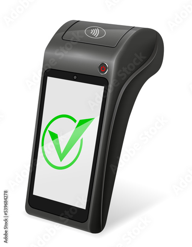 pos terminal for contactless payment for products and services vector illustration