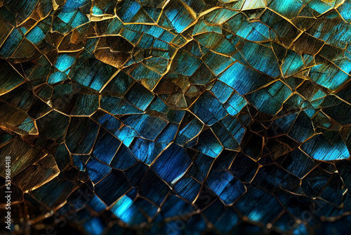 Close-up of mineral stone labradorite iridescent photo