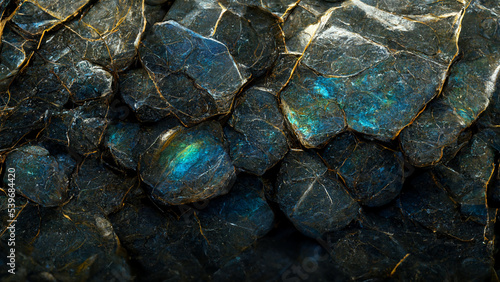 Close-up of mineral stone labradorite iridescent