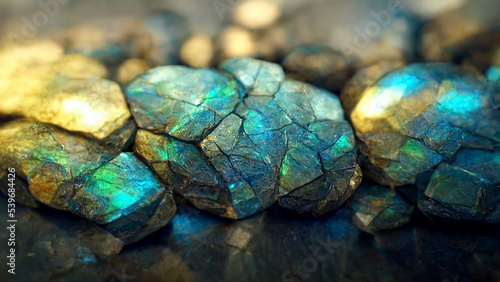 Close-up of mineral stone labradorite iridescent