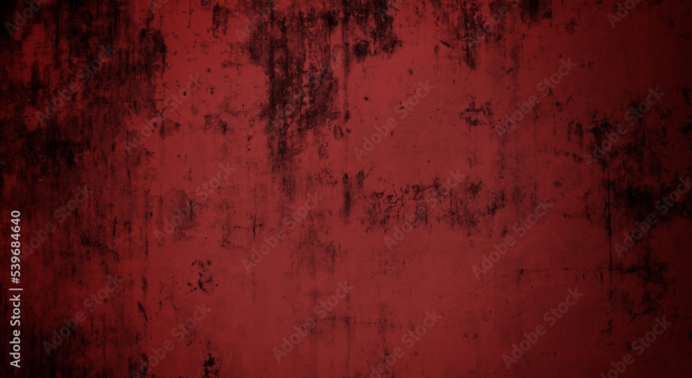 Obraz premium horror red textured old wall background, mossy wall surface and unique texture, red old wall background with dark side