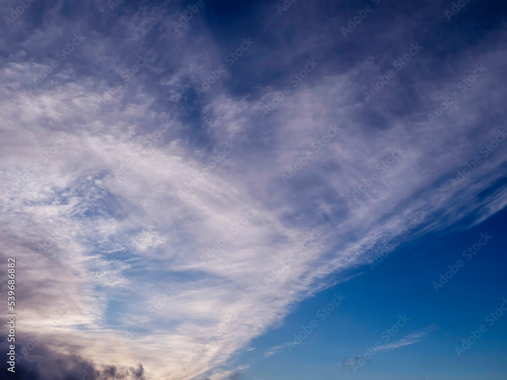 Obraz premium Blue cloudy sky background. Nature background for design purpose and sky swap.