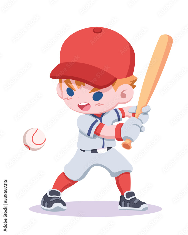 Cute style baseball player cartoon illustration